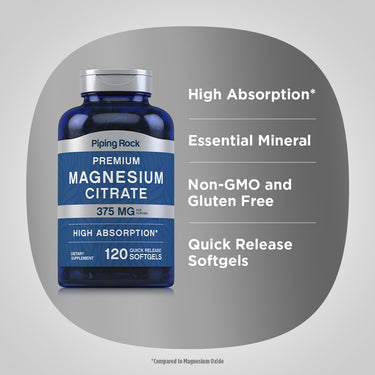 Magnesium Citrate, 375 mg (per serving), 120 Quick Release Softgels