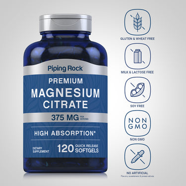 Magnesium Citrate, 375 mg (per serving), 120 Quick Release Softgels