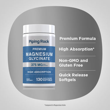 Product highlights graphic stating Premium Formula, High Absorption*, Non-GMO, Gluten Free, Quick Release Softgels.