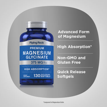 Magnesium Glycinate, 375 mg (per serving), 130 Quick Release Softgels
