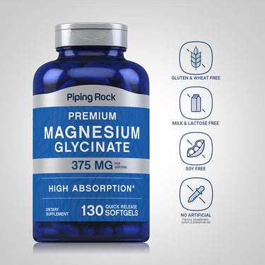 Magnesium Glycinate, 375 mg (per serving), 130 Quick Release Softgels