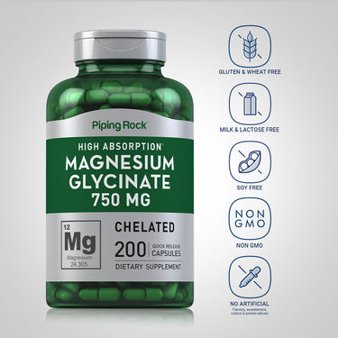Magnesium Glycinate, 750 mg, 200 Quick Release Capsules