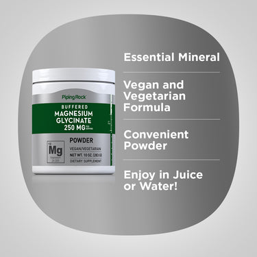 Magnesium Glycinate Powder, 250 mg (per serving), 10 oz (283 g) Bottle
