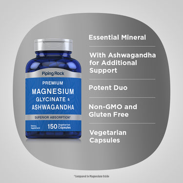 Magnesium Glycinate + Ashwagandha, 150 Vegetarian Capsules