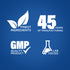 Infographic detailing finest ingredients, 45 years of manufacturing, GMP quality product, lab tested excellence.