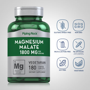 Magnesium Malate, 1800 mg (per serving), 180 Coated Caplets