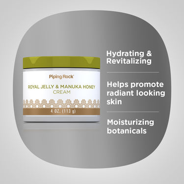 Product highlights graphic stating Hydrating & Revitalizing, helps promote radiant skin, and moisturizing botanicals.