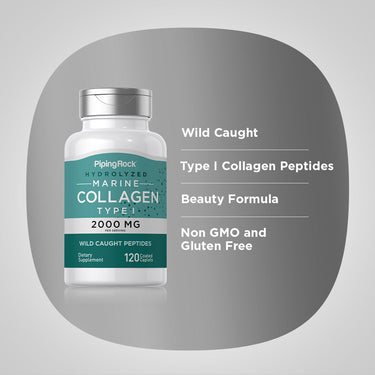 Marine Collagen Type 1, 2000 mg (per serving), 120 Coated Caplets