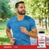 A young man jogs outdoors holding a bottle of AAKG, highlighting its use for fitness and exercise enhancement.