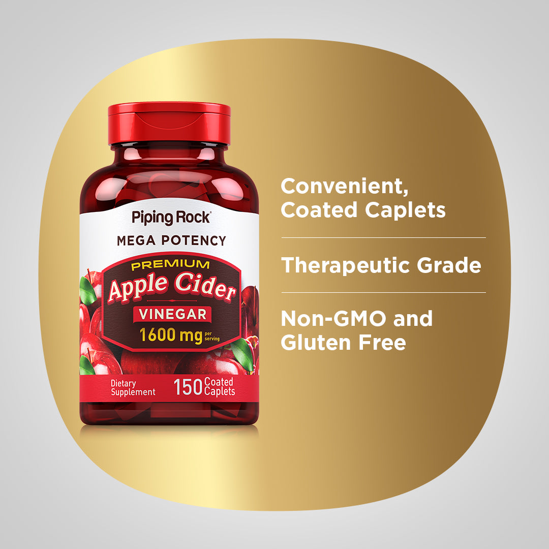 Mega Potency Apple Cider Vinegar, 1600 mg (per serving), 150 Coated Caplets