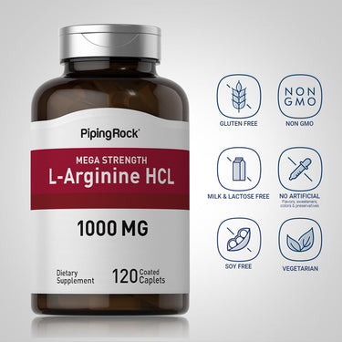 Mega Strength L-Arginine HCL, 1000 mg, 120 Coated Caplets