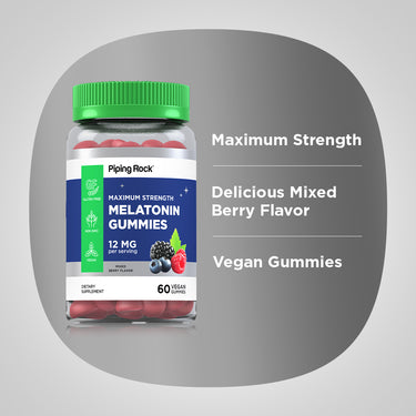 Melatonin (Delicious Mixed Berry), 12 mg, 60 Vegan Gummies