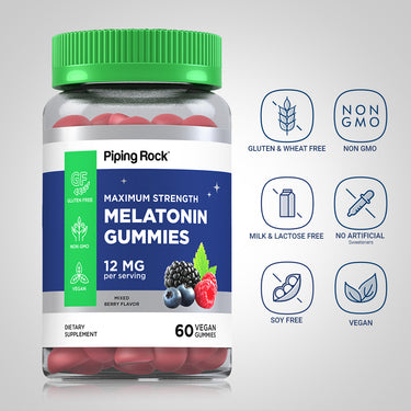 Melatonin (Delicious Mixed Berry), 12 mg, 60 Vegan Gummies