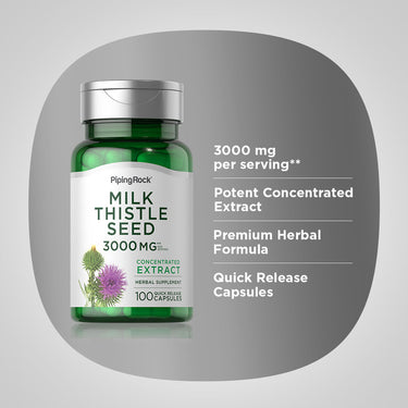 Milk Thistle Seed Extract, 3000 mg (per serving), 100 Quick Release Capsules