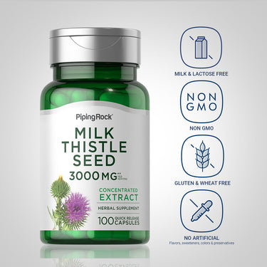Milk Thistle Seed Extract, 3000 mg (per serving), 100 Quick Release Capsules