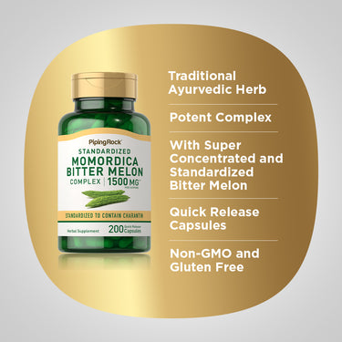 Momordica Bitter Melon, 1500 mg (per serving), 200 Quick Release Capsules