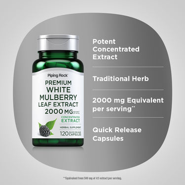 White Mulberry Leaf Extract, 2000 mg (per serving), 120 Quick Release Capsules