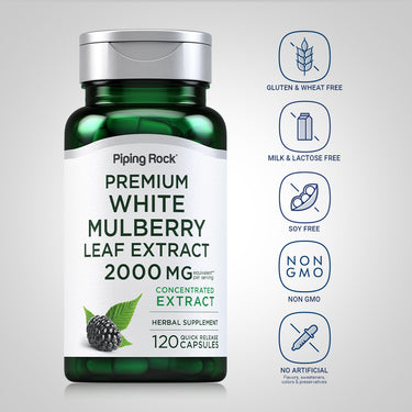 White Mulberry Leaf Extract, 2000 mg (per serving), 120 Quick Release Capsules