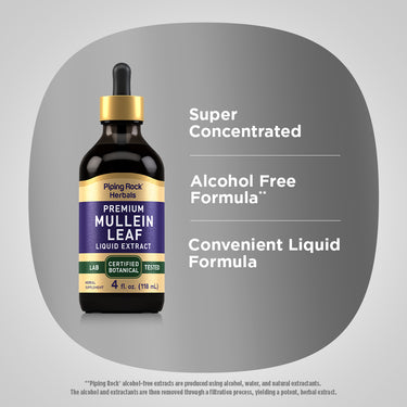 Mullein Leaf Liquid Extract Alcohol Free, 4 fl oz (118 mL) Dropper Bottle