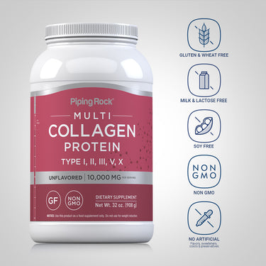 Multi Collagen Protein Powder, 10,000 mg (per serving), 32 oz (908 g) Bottle