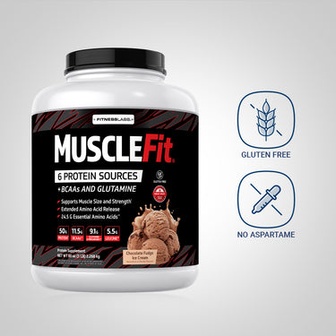 MuscleFit Protein Powder (Chocolate Fudge Ice Cream), 5 lb (2.268 kg) Bottle