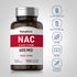 NAC bottle with icons indicating Gluten & Wheat Free, Milk & Lactose Free, Soy Free, Non-GMO, No Artificial Flavors/Sweeteners/Colors/Preservatives
