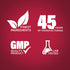 This infographic highlights the finest ingredients, 45 years of manufacturing expertise, GMP quality product, and lab testing assurances.