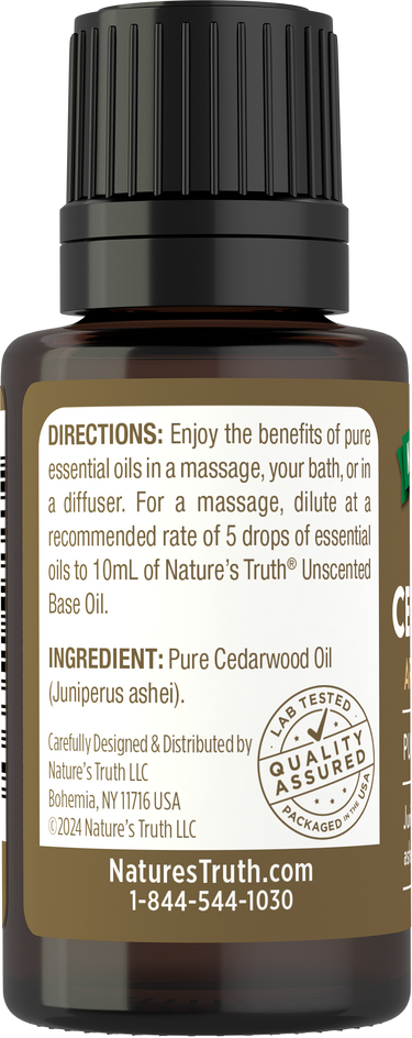 Cedarwood Pure Essential Oil, 1/2 fl oz (15 mL) Dropper Bottle