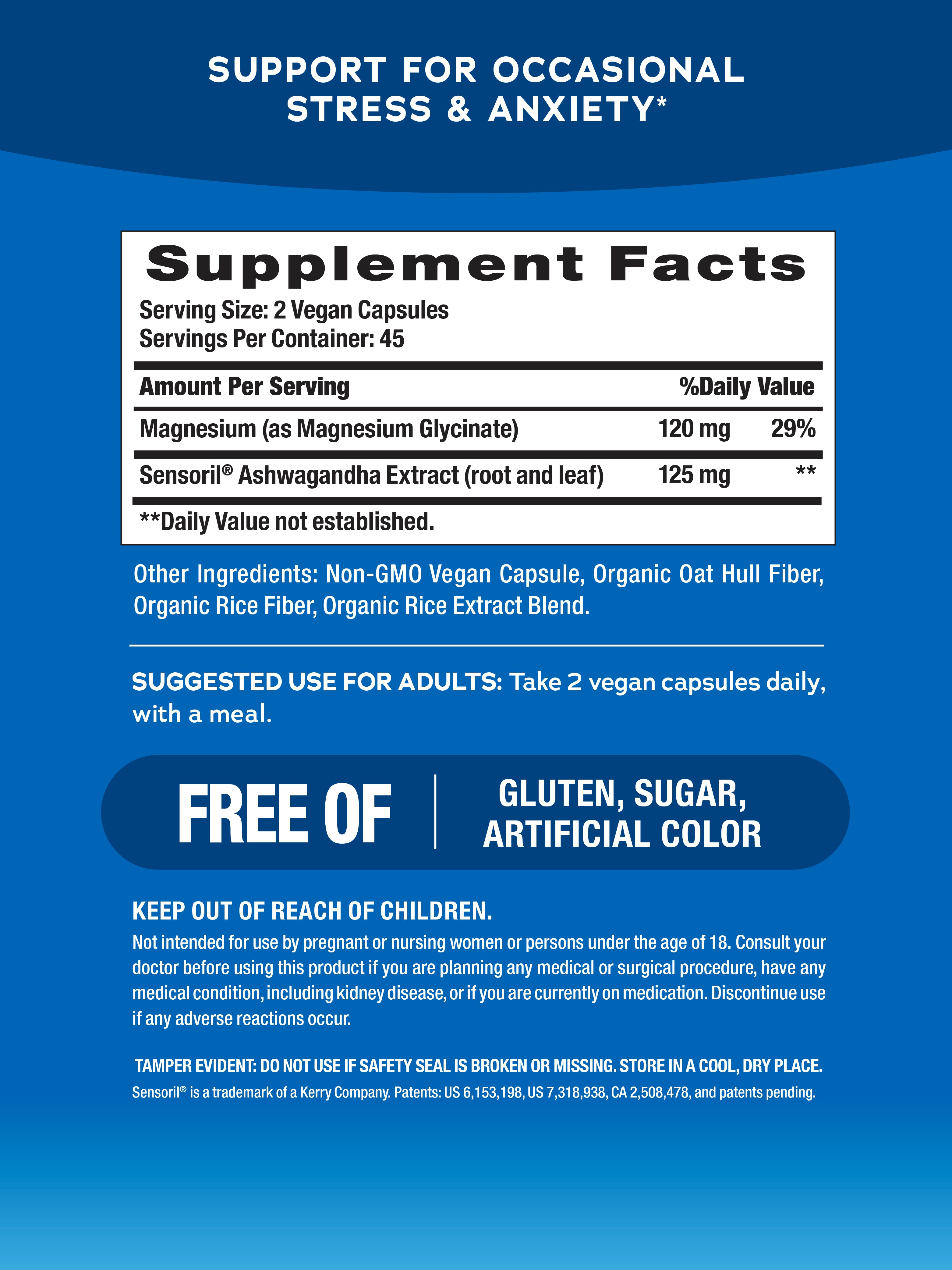 Ashwagandha Magnesium Glycinate, 90 Vegetarian Capsules
