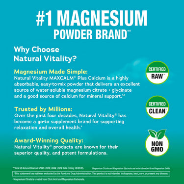 MAXCALM plus Calcium Powder Raspberry-Lemon, 16 oz (454 g)