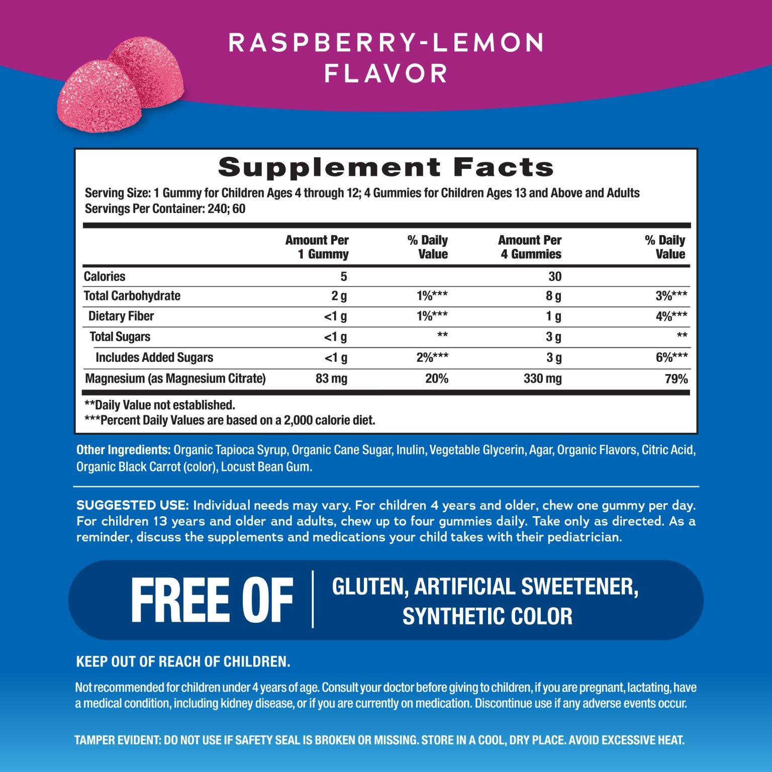 CALM Gummies Raspberry-Lemon Flavor, 240 Tasty Gummies