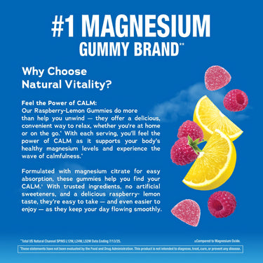 CALM Gummies Raspberry-Lemon Flavor, 60 Tasty Gummies