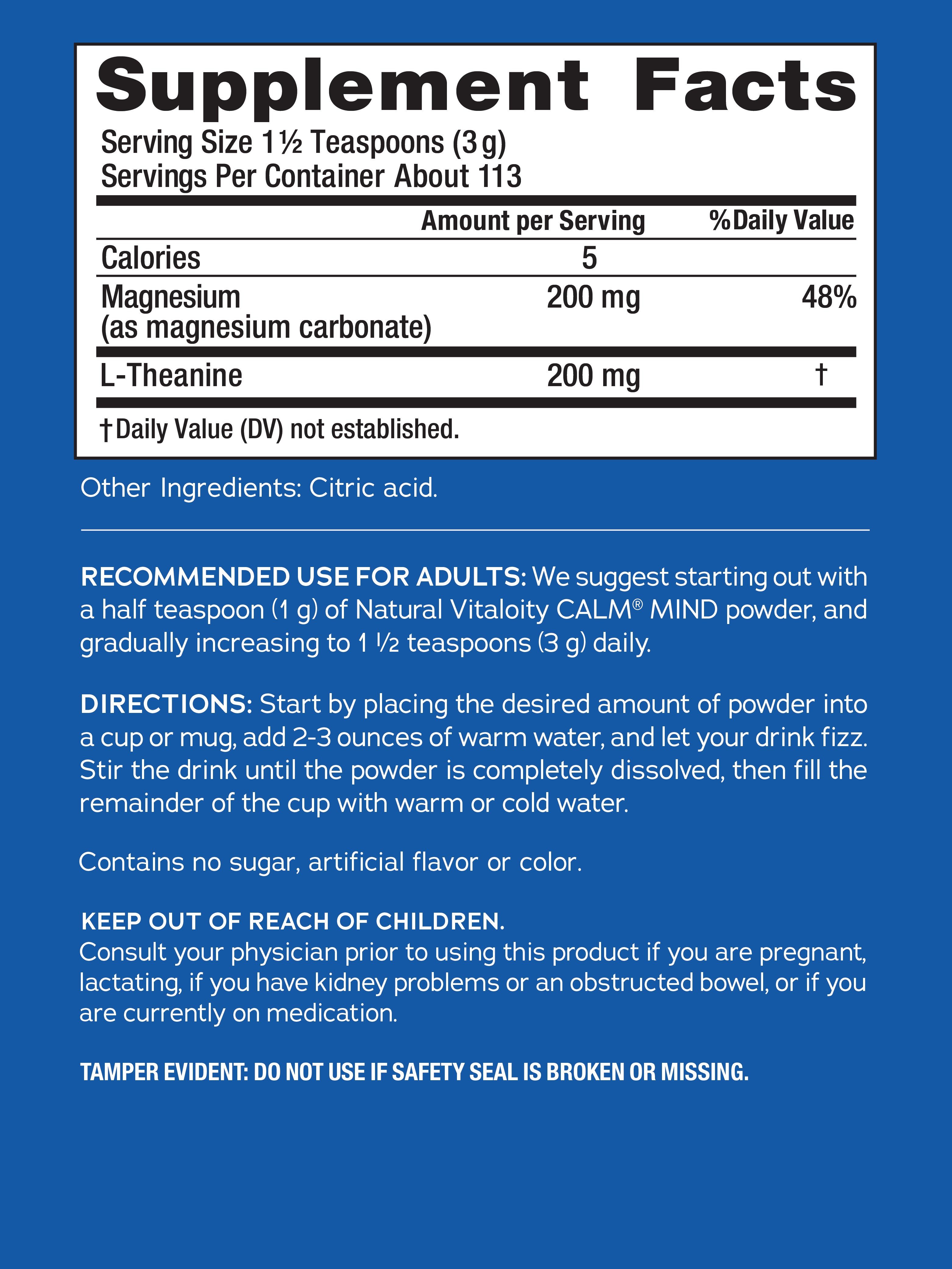 CALM MIND + L-Theanine Powder Unflavored, 12 oz (339 g)