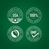Infographic showing USA packaged, lab tested, highest quality 100%, finest ingredients ethically sourced, GMP quality product.