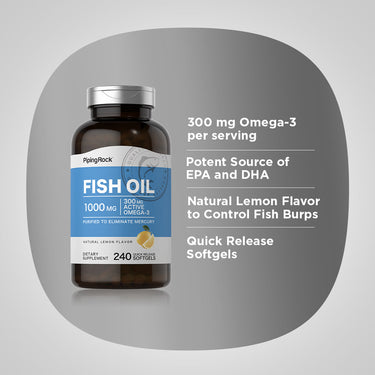 Omega-3 Fish Oil Lemon Flavor, 1000 mg, 240 Quick Release Softgels