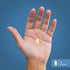 A hand holds a softgel capsule next to a scale showing dimensions of 1 inch or 2.54 cm.