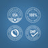 Infographic highlighting GMP compliance, ethical sourcing, and USA packaging, ensuring 100% quality and lab testing.