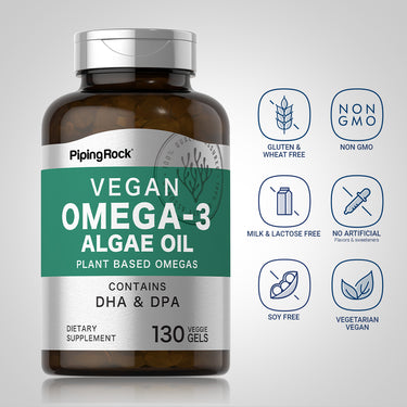 Omega-3 Algae Oil Vegan, 500 mg, 130 Veggie Gels