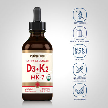 Liquid Vitamin D3 & K-2 (Organic), 2 fl oz (59 mL) Dropper Bottle