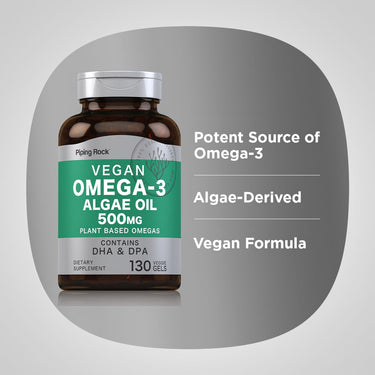 Omega-3 Algae Oil Vegan, 500 mg, 130 Veggie Gels