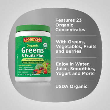 Greens & Fruits Plus Organic, 9.5 oz (270 g) Bottle