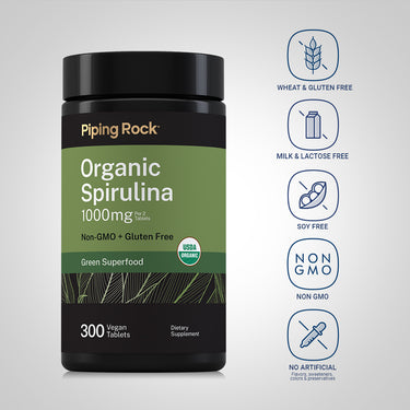 Spirulina (Organic), 1000 mg (per serving), 300 Vegan Tablets
