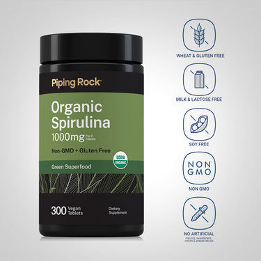 Spirulina (Organic), 1000 mg (per serving), 300 Vegan Tablets