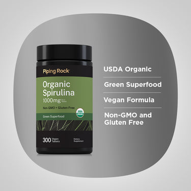 Spirulina (Organic), 1000 mg (per serving), 300 Vegan Tablets