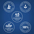 Infographic: Laboratory Tested, Finest Ingredients & Ethically Sourced, 45 Years Manufacturing Expertise, GMP Good Manufacturing Practice, 100% Highest Quality