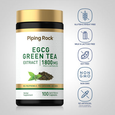 EGCG Green Tea Standardized Extract, 1800 mg (per serving), 100 Quick Release Capsules