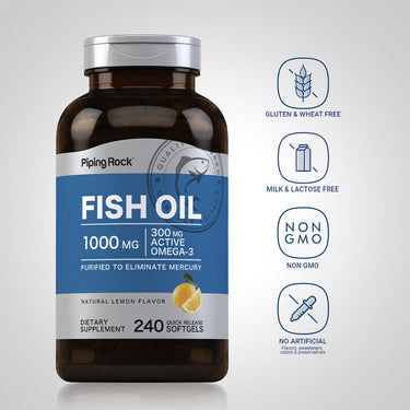 Omega-3 Fish Oil Lemon Flavor, 1000 mg, 240 Quick Release Softgels
