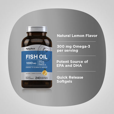 Omega-3 Fish Oil Lemon Flavor, 1000 mg, 240 Quick Release Softgels