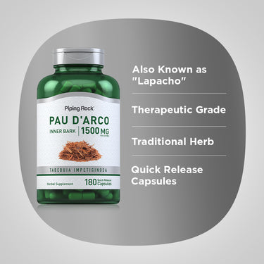 Pau d'Arco Inner Bark, 1500 mg (per serving), 180 Quick Release Capsules