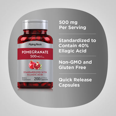 Pomegranate Extract (Standardized), 500 mg (per serving), 200 Quick Release Capsules